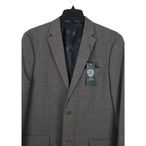 Vince Camuto Men's Slim-Fit Super Stretch Suit Jacket Grey Plaid 48L NWT - Picture 4 of 7